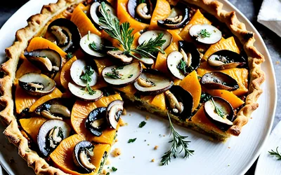 Recette facile de tarte au potiron et champignons frais