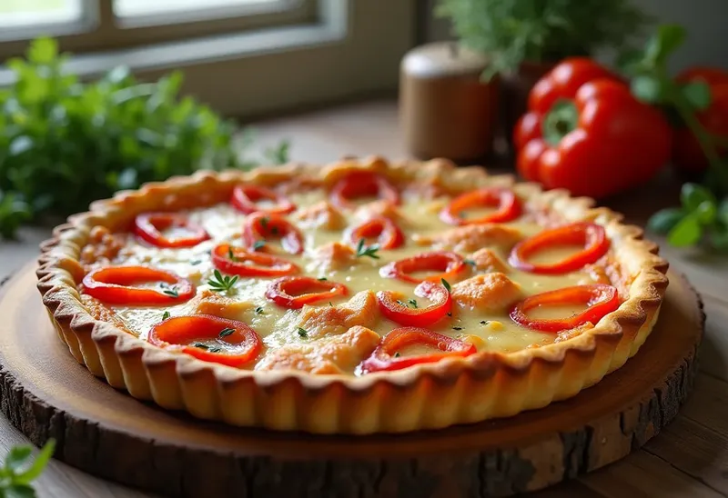 Tarte savoureuse au saumon et poivron aux saveurs du Sud
