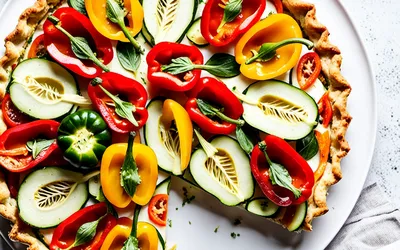 Recette facile de tarte aux courgettes et poivrons colorés