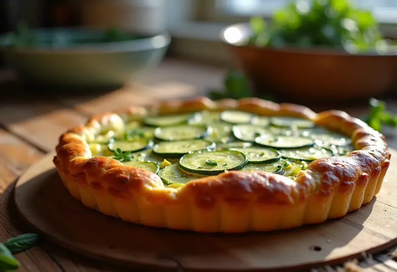 Tarte savoureuse aux courgettes râpées et herbes fraîches