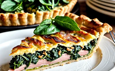 Recette facile de tarte aux épinards et jambon - plat complet savoureux