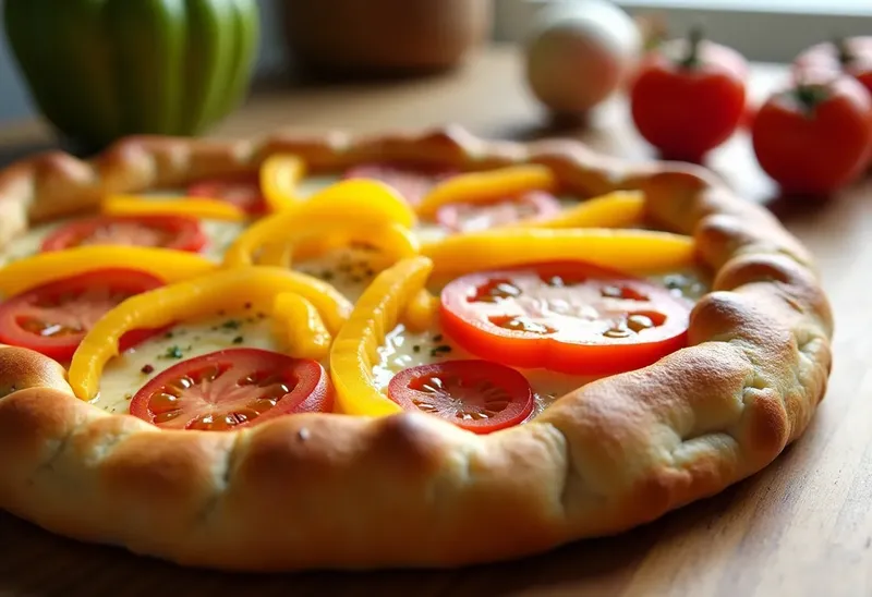 Tarte savoureuse aux poivrons jaunes et tomates fraîches