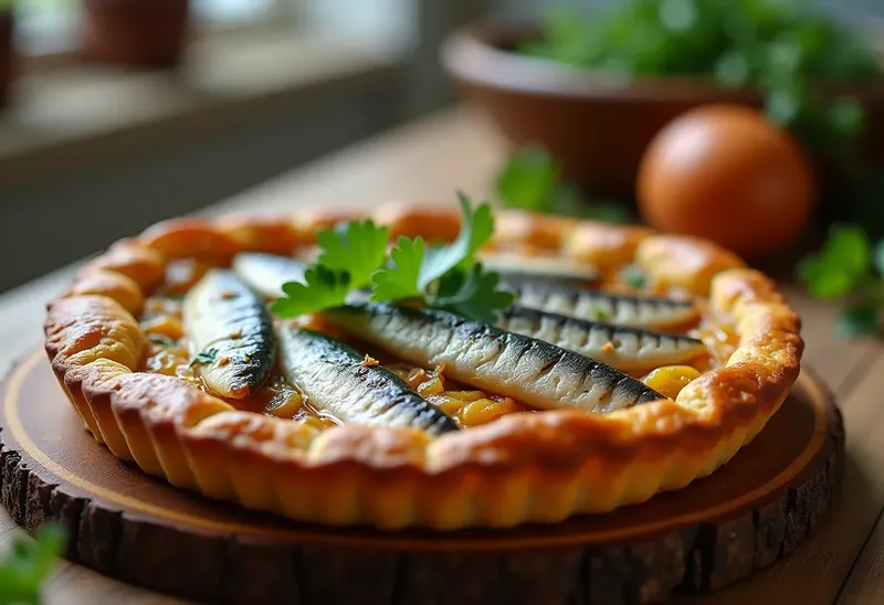 Tarte savoureuse aux sardines et herbes fraîches