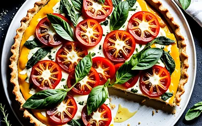 Recette facile de tarte aux tomates et boursin à l'ail - savoureuse et rapide
