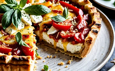 Recette facile de tarte aux trois fromages et sauce tomate maison