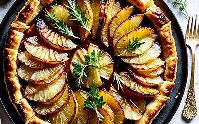 Recette facile de tarte tatin salée aux pommes de terre et brie fondant