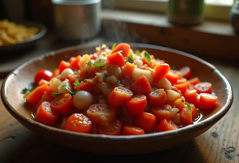 Tchoutchouka traditionnelle aux poivrons et tomates