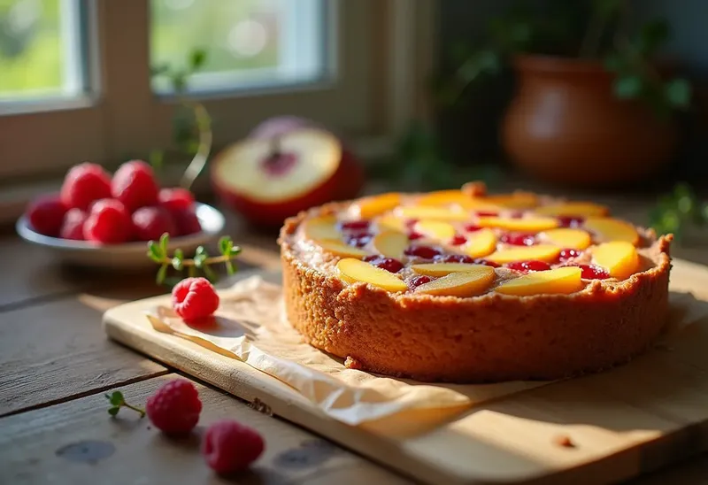 Terrine gourmande de pêches et framboises fraîches