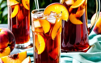 Recette facile de thé glacé à la pêche maison, boisson fraîche et fruitée