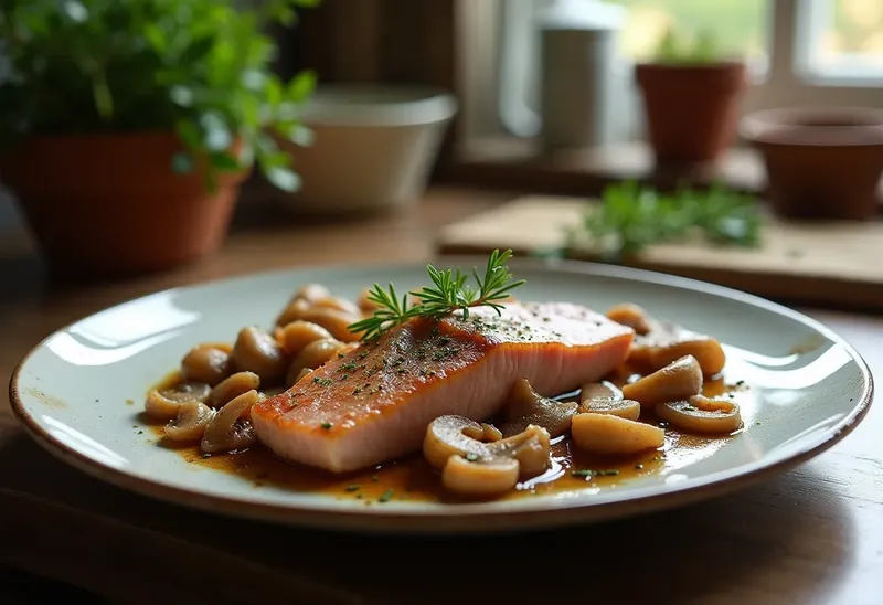 Thon mijoté aux champignons et oignons fondants
