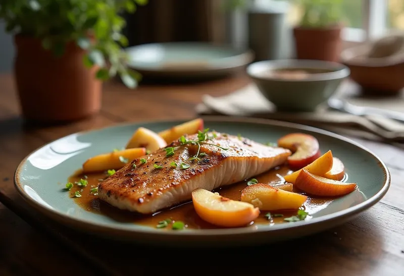 Thon poêlé au cidre et pommes caramélisées : recette gourmande et facile