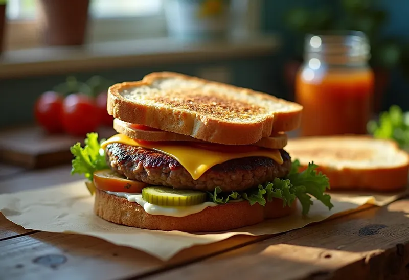 Photo de Toast-burger gourmand maison : recette facile et rapide
