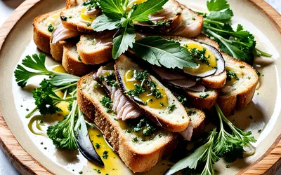 Toast gourmand aux anchois et beurre à l'ail - Recette facile et rapide