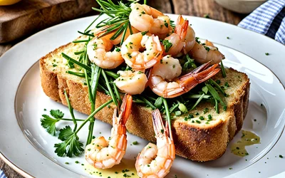 Toast gourmand aux crevettes fraîches et sauce citronnée - recette facile et rapide