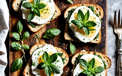 Recette facile de toasts mozzarella au thym frais - Apéritif gourmand