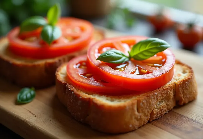 Toasts gourmands à la tomate fraîche et au surimi