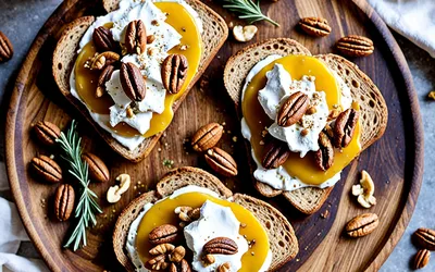 Toasts gourmands au fromage de chèvre et pain d'épices - recette facile et rapide