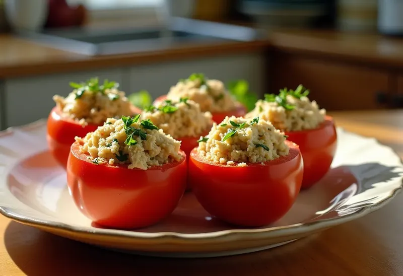 Tomates Farcies Légères au Poulet et Herbes Fraîches