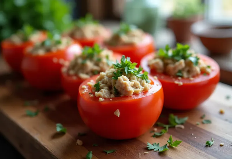 Tomates fraîches farcies au thon : recette estivale facile et savoureuse