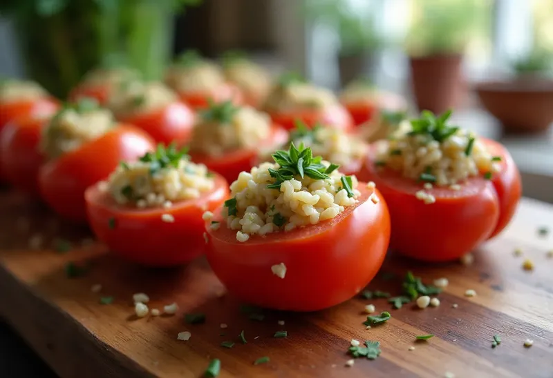 Tomates grappes farcies au riz parfumé aux herbes fraîches