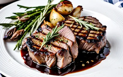 Recette de tournedos d'autruche grillé aux herbes et sauce au vin rouge