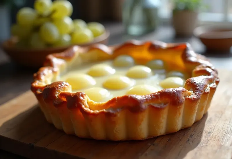 Tourte crémeuse aux raisins blancs : délice fondant et fruité