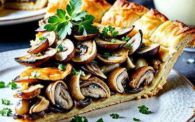 Photo de Tourte feuilletée aux champignons de Paris : recette gourmande et facile