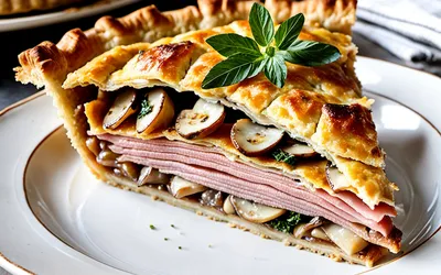 Tourte gourmande au jambon champignons et comté fondant - recette facile et savoureuse