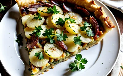 Tourte rustique aux pommes de terre et herbes fraîches - Recette facile et savoureuse