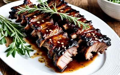Recette facile de travers de porc caramélisés au miel et moutarde