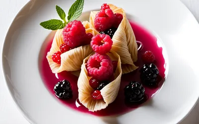 Recette facile de tulipes croustillantes au sorbet framboise et groseilles fraîches