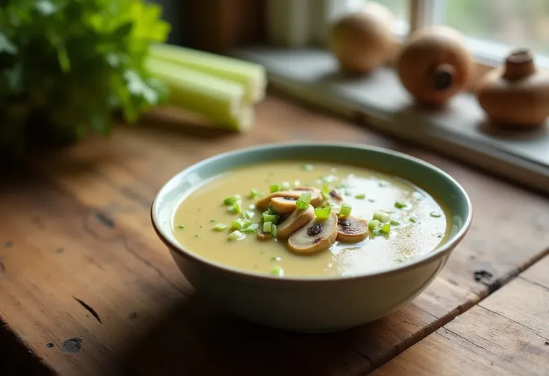 Velouté de céleri aux champignons : recette onctueuse et savoureuse