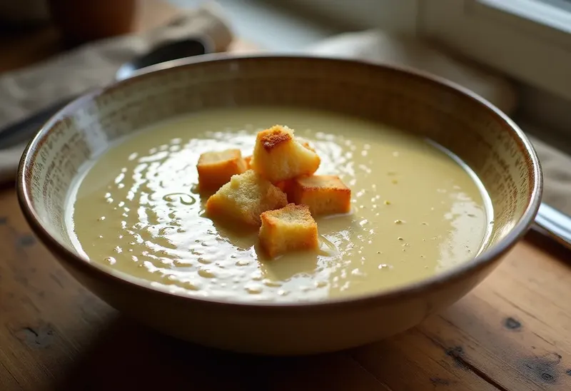 Velouté de chou-fleur à la crème avec croûtons dorés