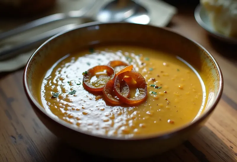 Velouté de lentilles aux oignons fondants : recette facile et gourmande