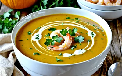 Velouté de potiron aux crevettes : recette facile et gourmande