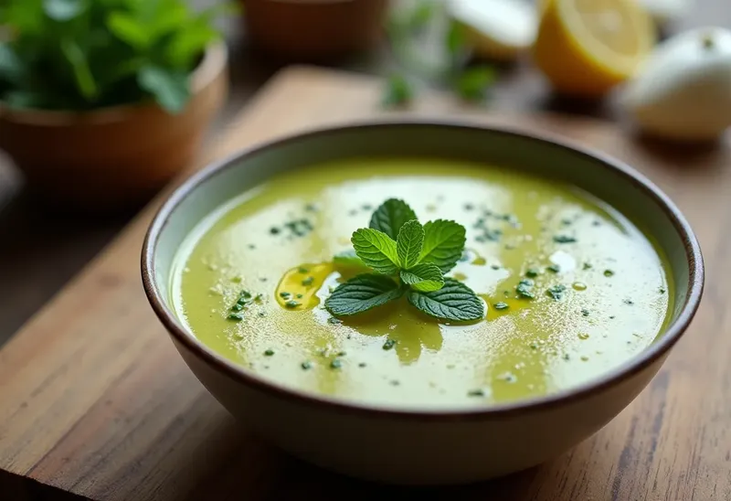 Velouté glacé de courgette frais et onctueux