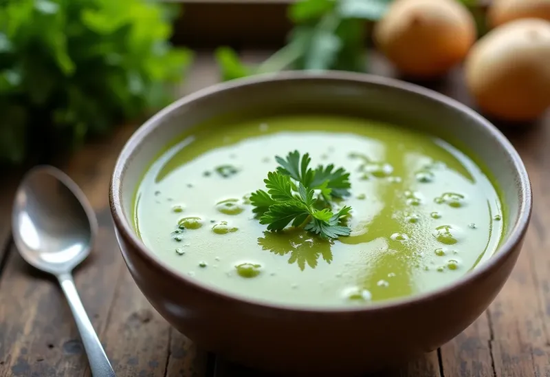 Velouté onctueux de laitue et persil frais