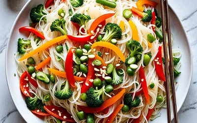 Recette facile de vermicelles chinois sautés aux légumes croquants