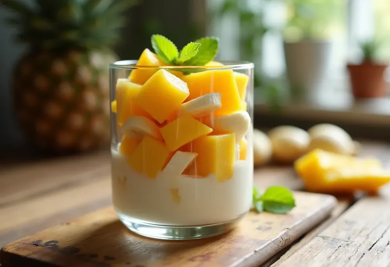 Verrines gourmandes de fruits frais à la colombienne