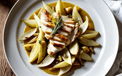 Photo de Volaille aux endives caramélisées et sauce curry douce – recette facile et rapide