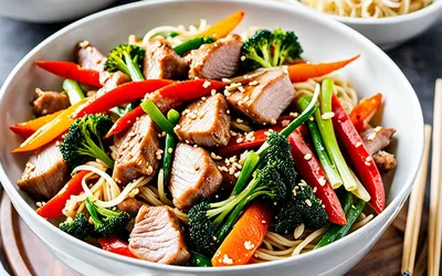 Recette facile de wok de porc sauté aux nouilles chinoises savoureuses