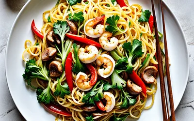 Recette Vietnamienne Mi Xao Wok aux Viandes et Légumes Variés