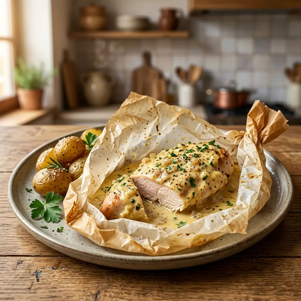 Poulet à la moutarde en papillote : la recette tendre ...