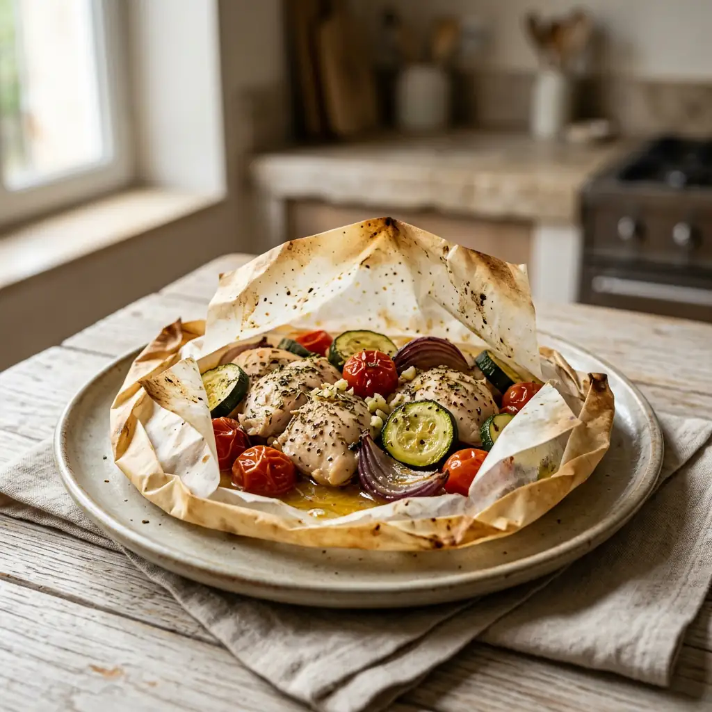 Papillote de poulet méridionale : recette saine et rapide ...
