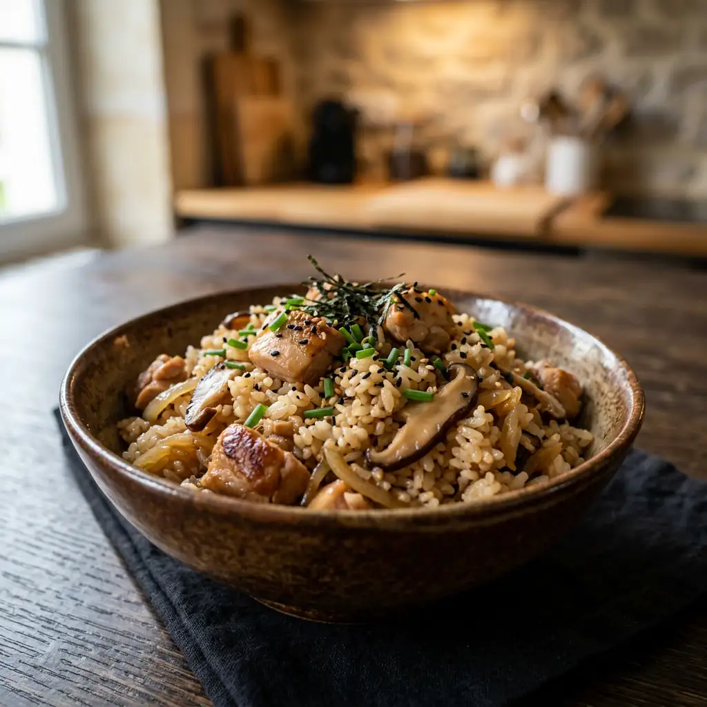 Riz au Poulet et Shiitake : Recette Japonaise Inratable ...