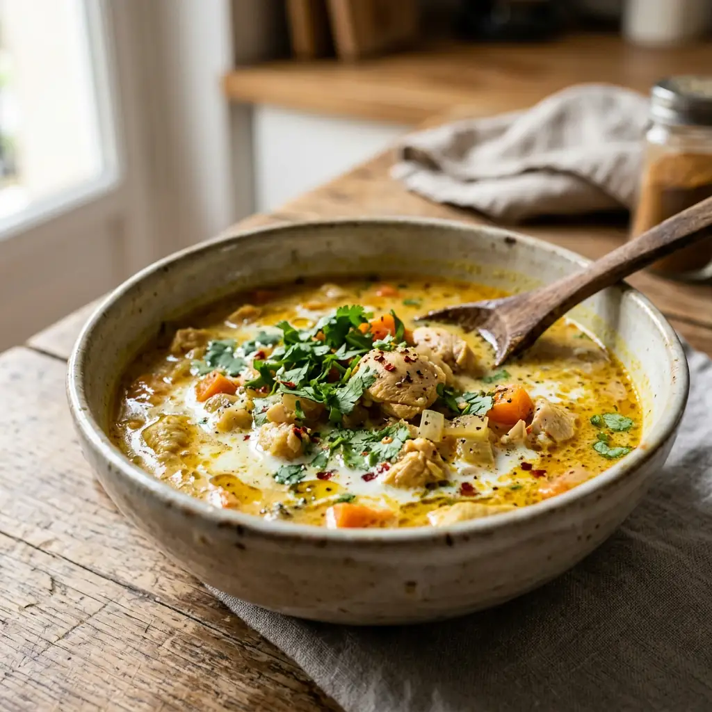 Recette Soupe de poulet au curry et coco à l'indienne ...
