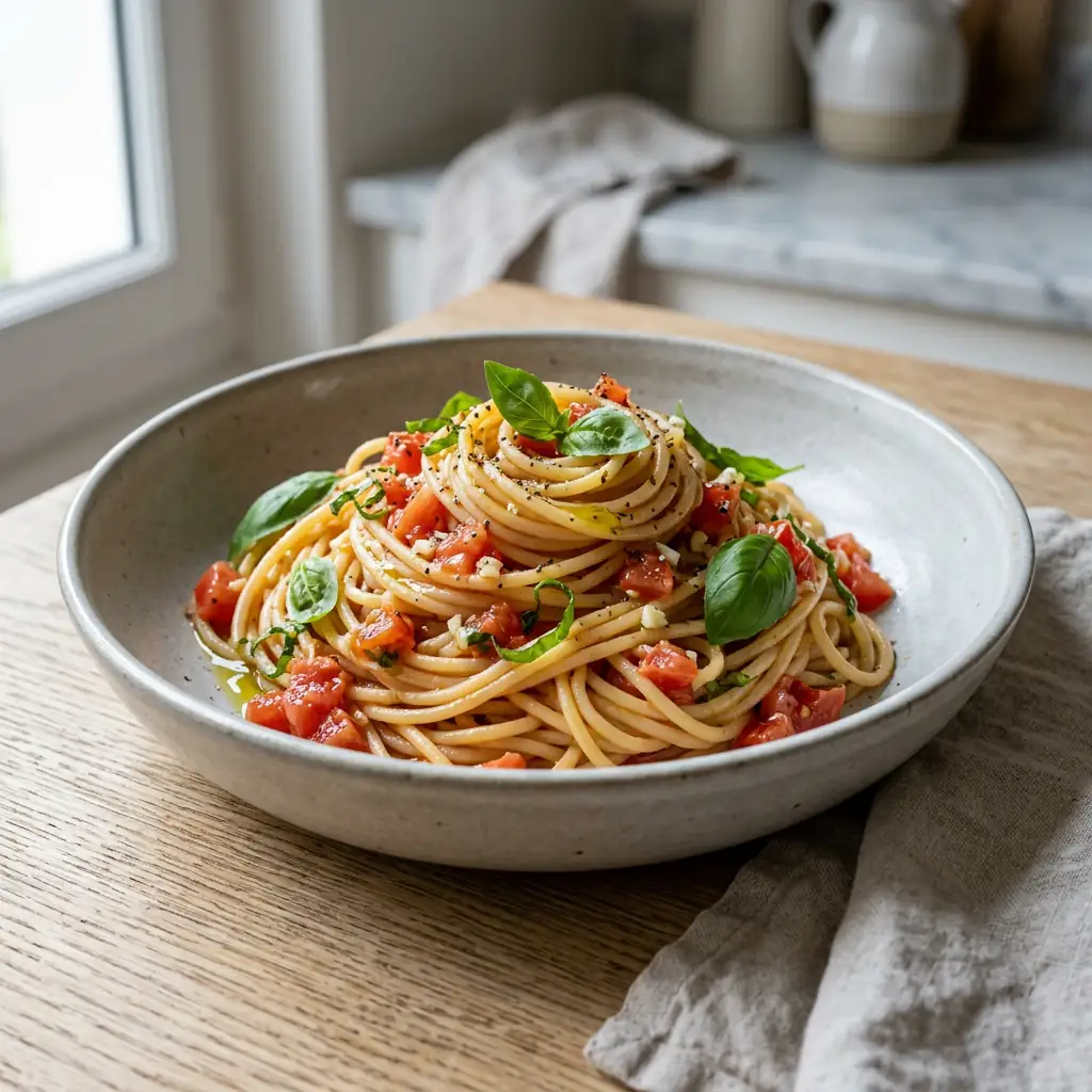 Spaghetti Cru Recette de spaghetti sauce à cru : la fraîcheur italienne ...